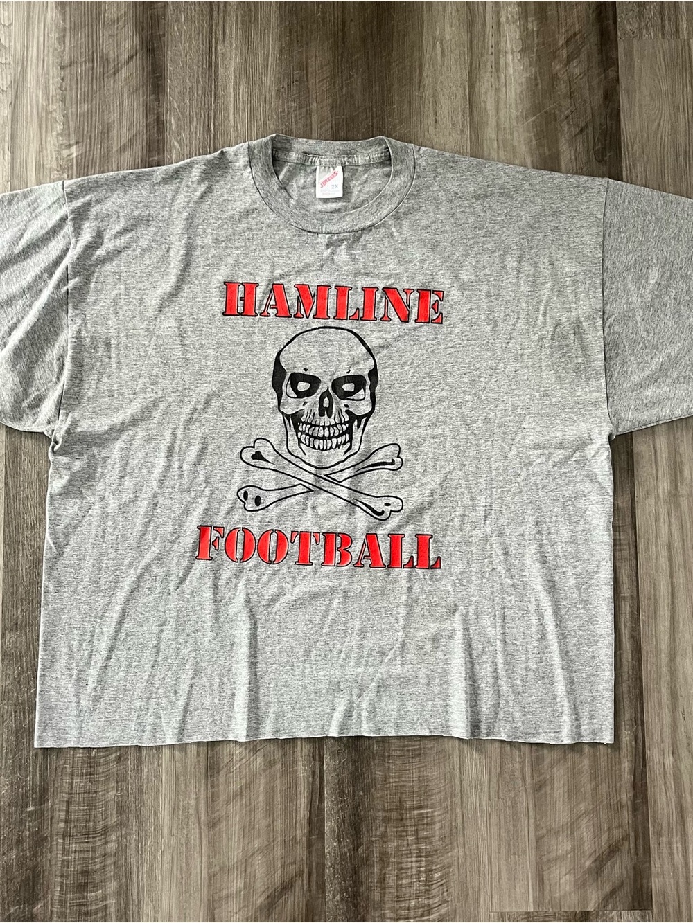 Hamline Football Vintage cropped tee, size 2XL